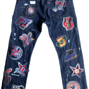 Raw denim Faded Negro league Patched jeans